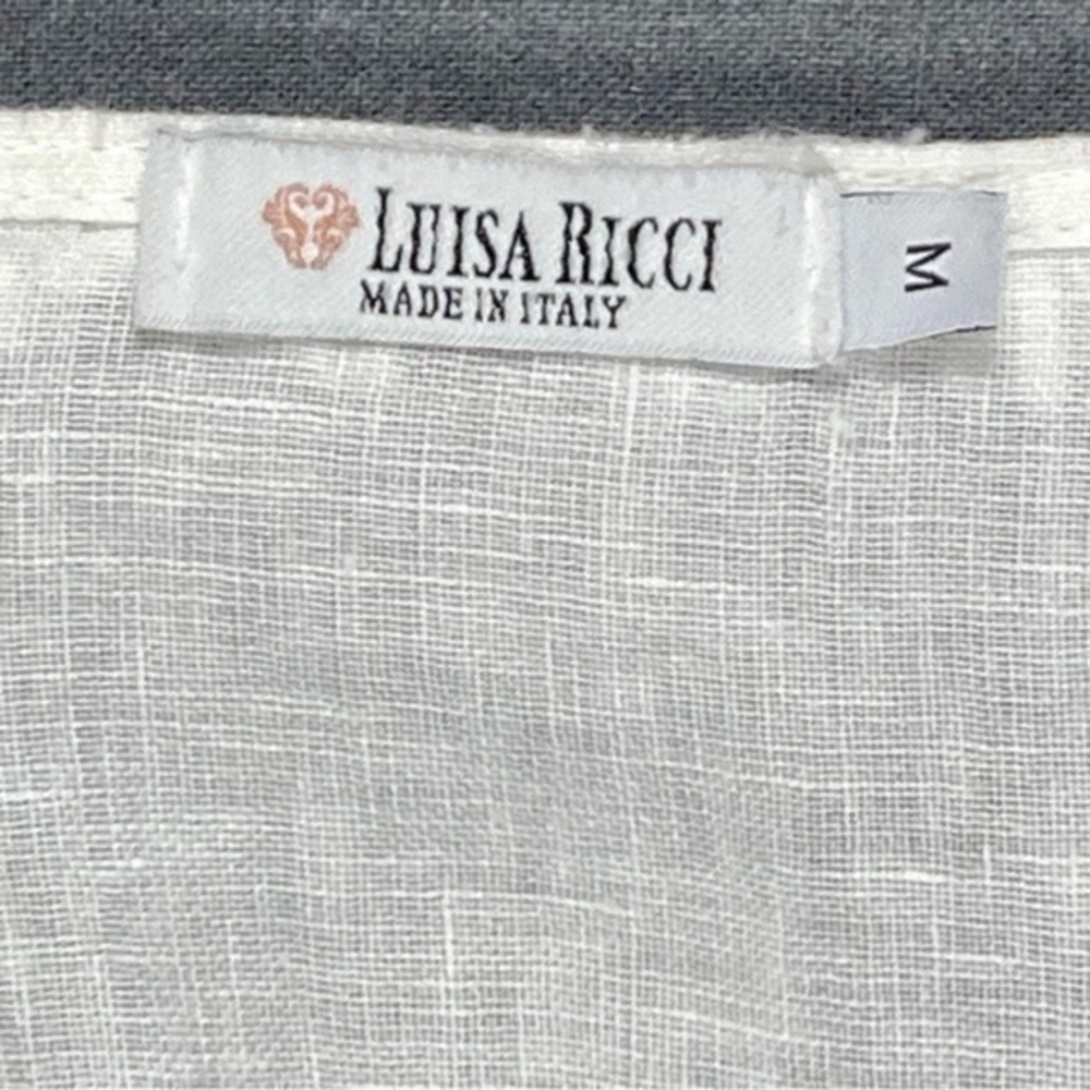 Luisa Ricci Linen Lace Tunic Beach Coverup Dress Women Medium White Cottagecore - Picture 6 of 13